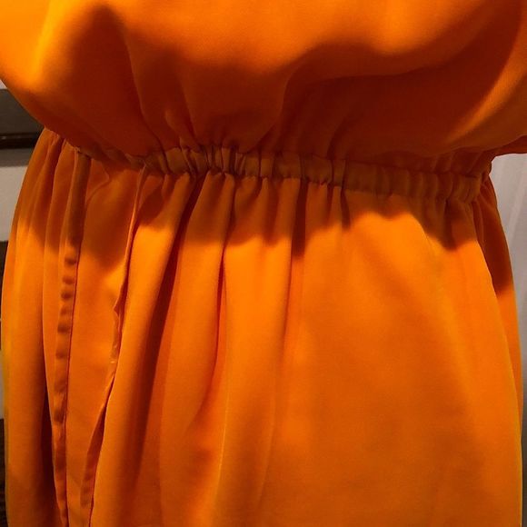 BANANA REPUBLIC Tangerine Sleeveless Cinched Waist Flowy Midi Dress NWOT Size 10 - Picture 9 of 15